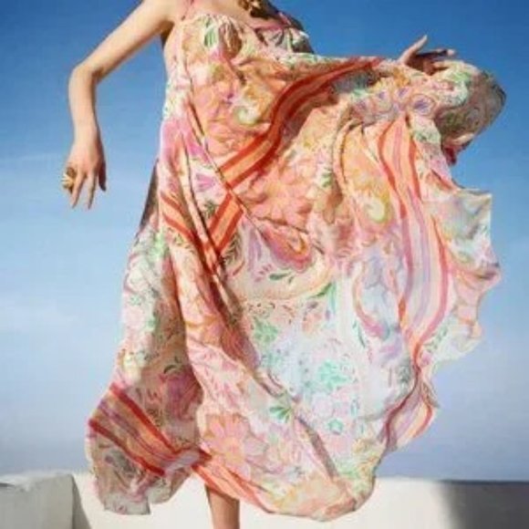 Women's Zara Multicoloured Floral Print Maxi Dress Blogger's Favourite Size S - Picture 7 of 10